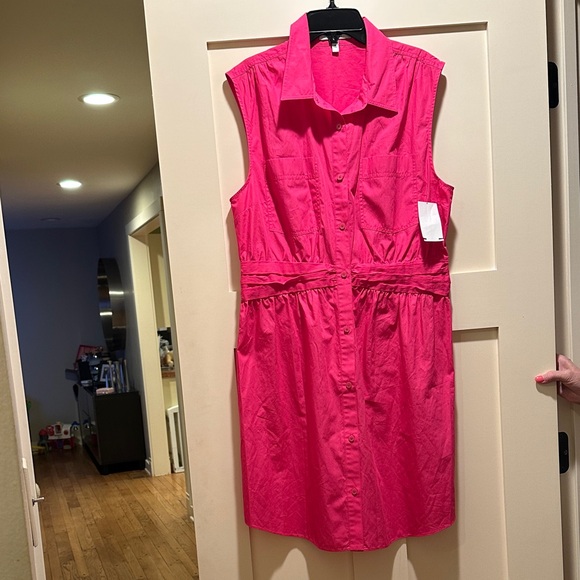 Derek Lam 10 Crosby Cora Sleeveless Cotton Shirtdress In Magenta Size 12 NWT - Picture 4 of 9